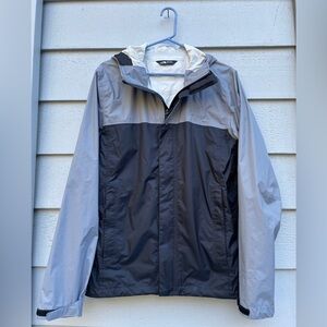 North Face Rain Jacket with Hood, Men’s Small, Black and Gray